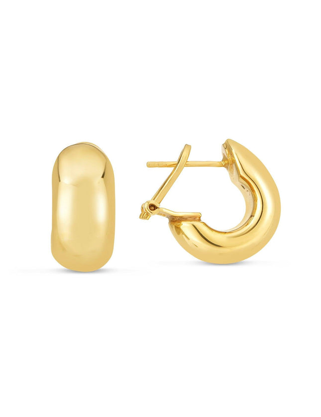 14k Yellow Gold Small Omega C Hoops - Ellie Belle