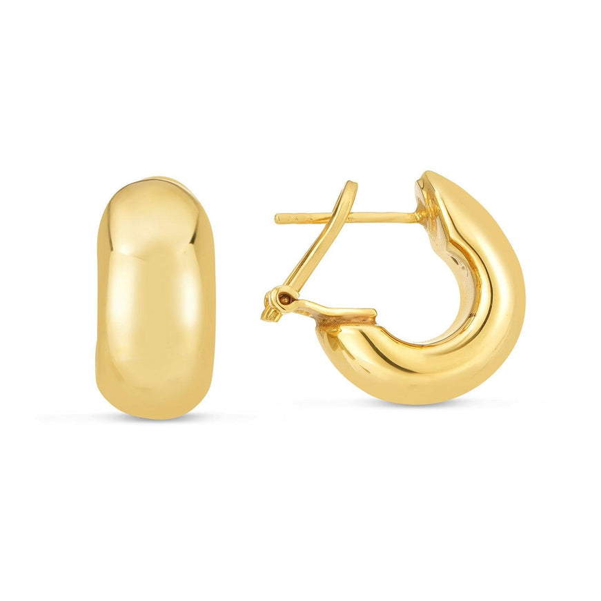 14k Yellow Gold Small Omega C Hoops - Ellie Belle