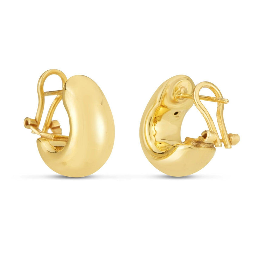 14k Yellow Gold Small Omega C Hoops - Ellie Belle