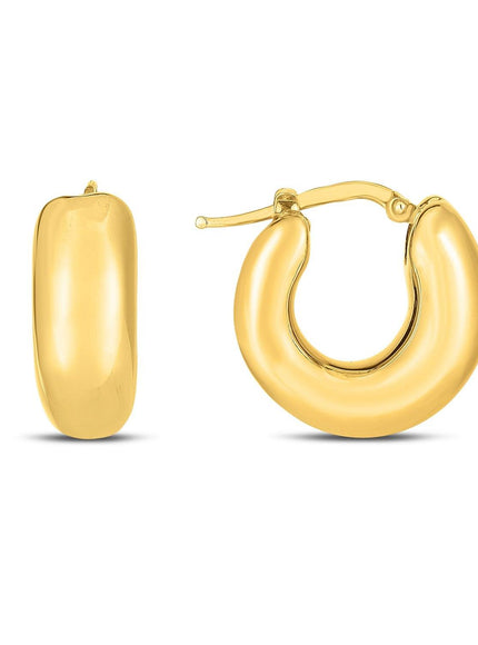 14k Yellow Gold Small Puffy Hoops - Ellie Belle