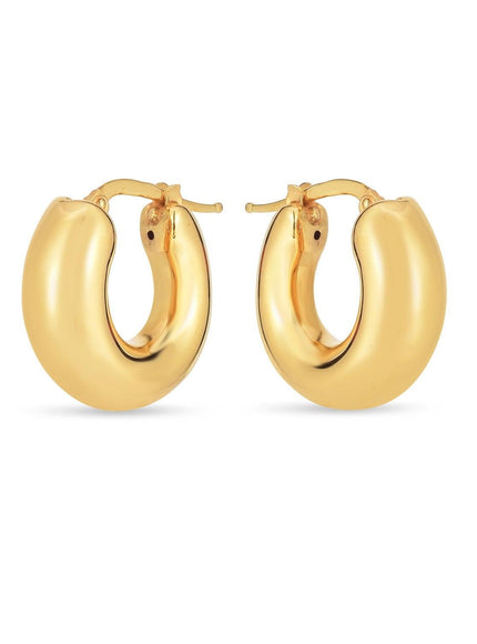 14k Yellow Gold Small Puffy Hoops - Ellie Belle