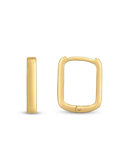 14k Yellow Gold Small Square Huggie Hoops - Ellie Belle