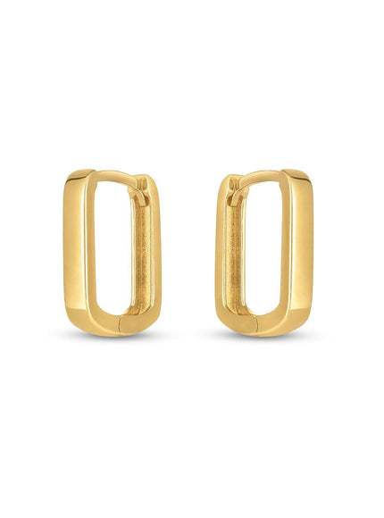 14k Yellow Gold Small Square Huggie Hoops - Ellie Belle