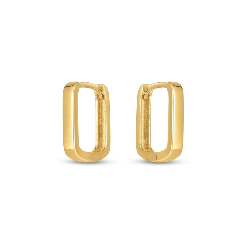 14k Yellow Gold Small Square Huggie Hoops - Ellie Belle