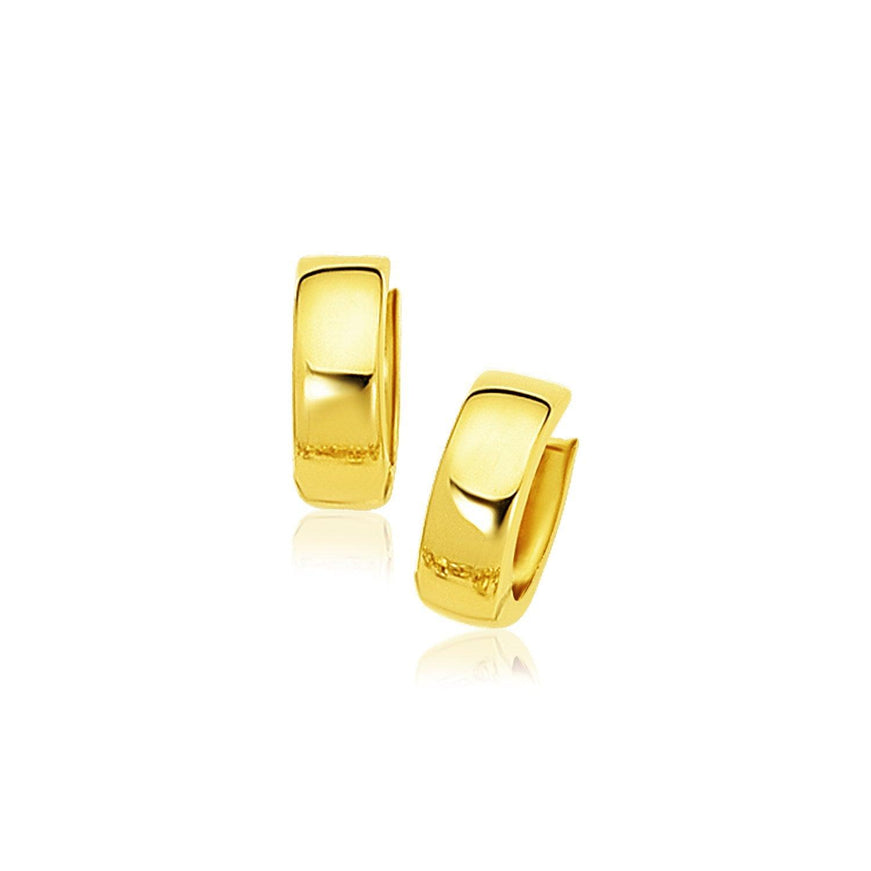 14k Yellow Gold Snuggable Hoop Earrings - Ellie Belle