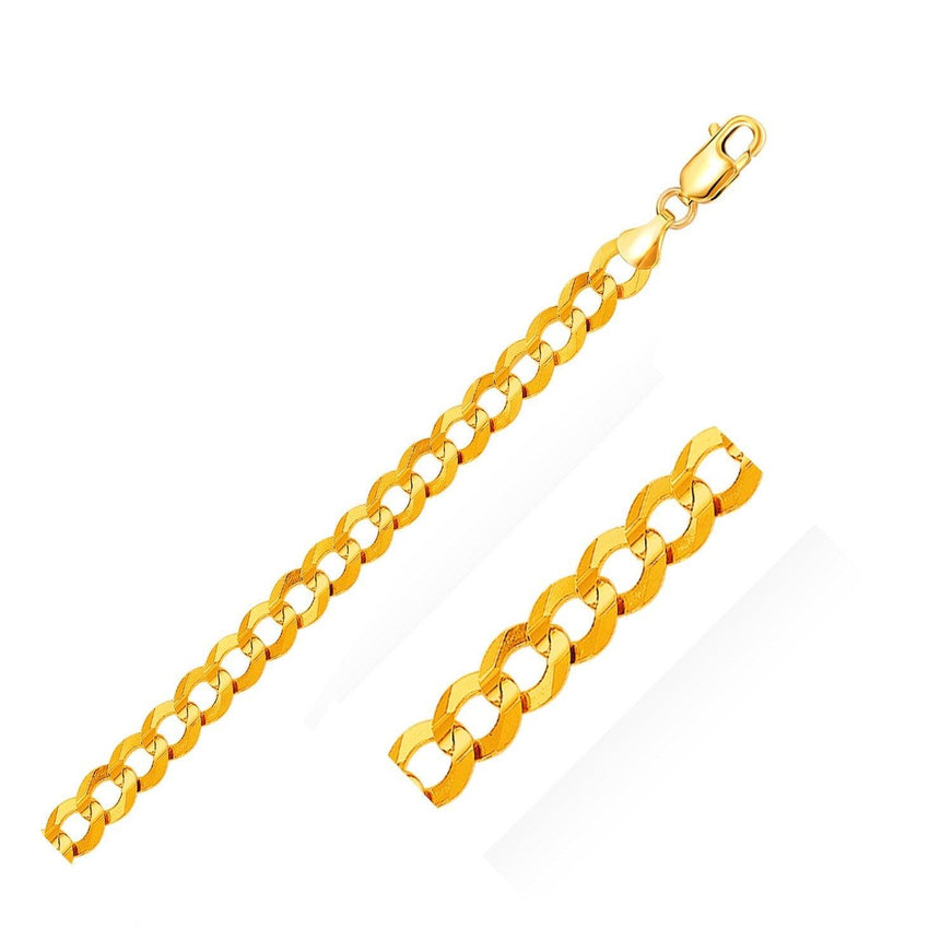 14k Yellow Gold Solid Curb Bracelet 10.0mm - Ellie Belle