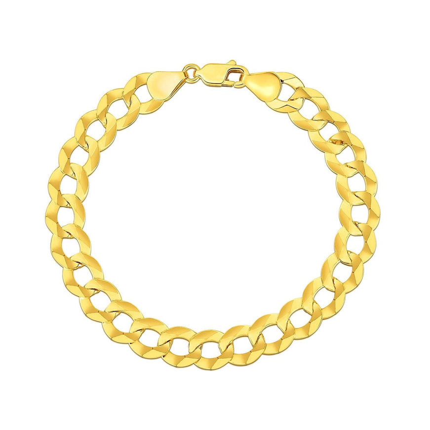 14k Yellow Gold Solid Curb Bracelet 10.0mm - Ellie Belle