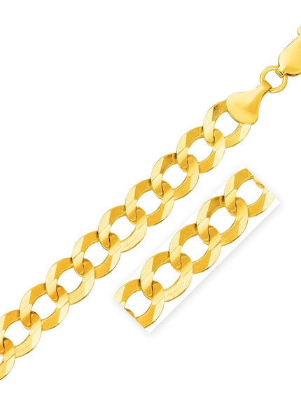 14k Yellow Gold Solid Curb Bracelet 12.18mm - Ellie Belle