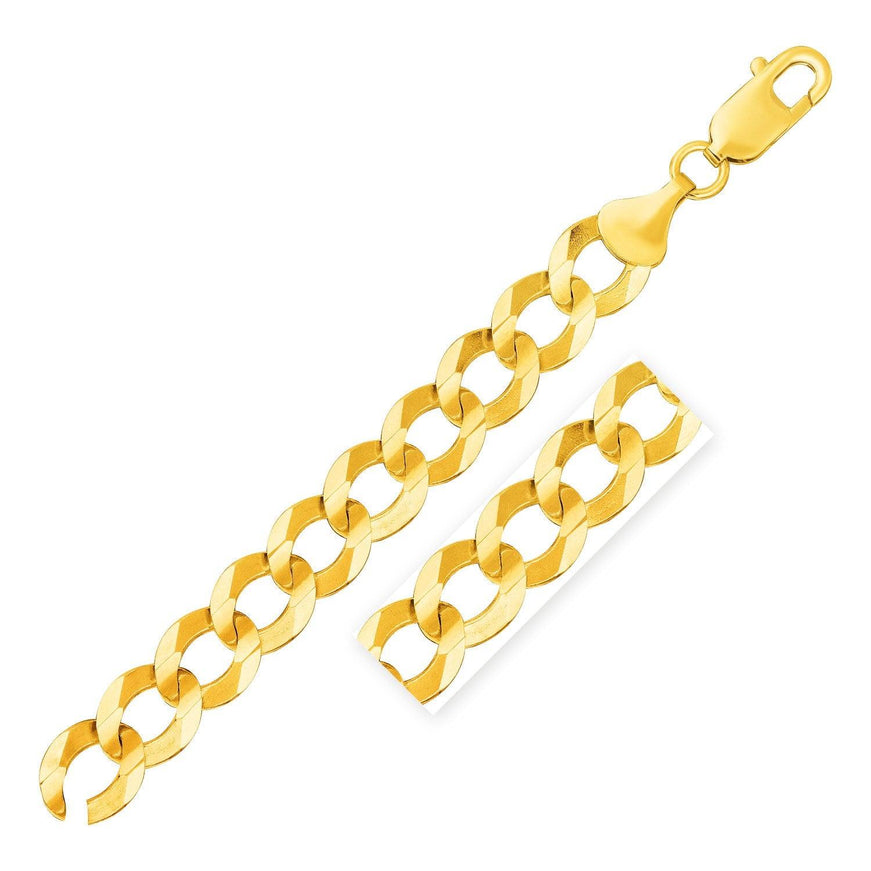 14k Yellow Gold Solid Curb Bracelet 12.18mm - Ellie Belle