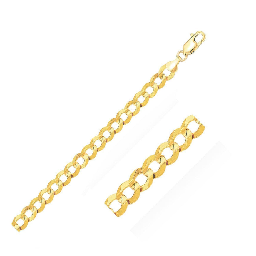 14k Yellow Gold Solid Curb Chain 10.0mm - Ellie Belle