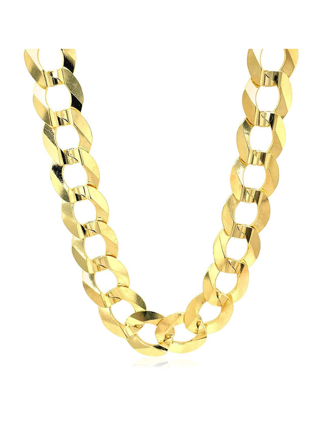 14k Yellow Gold Solid Curb Chain 10.0mm - Ellie Belle