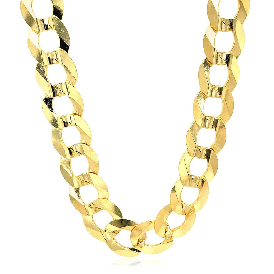 14k Yellow Gold Solid Curb Chain 10.0mm - Ellie Belle