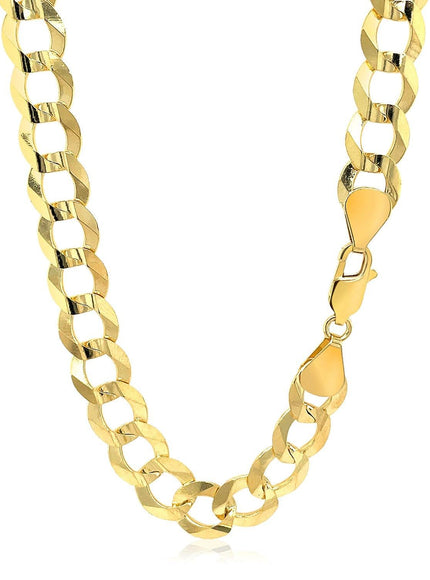 14k Yellow Gold Solid Curb Chain 10.0mm - Ellie Belle