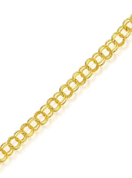 14k Yellow Gold Solid Double Link Charm Bracelet 10.0mm - Ellie Belle