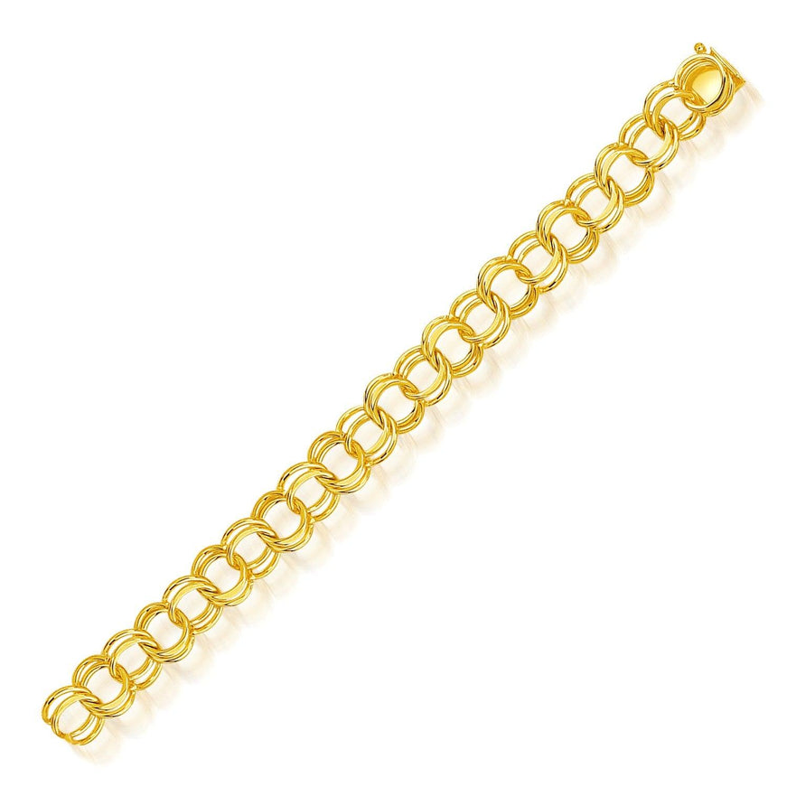 14k Yellow Gold Solid Double Link Charm Bracelet 10.0mm - Ellie Belle