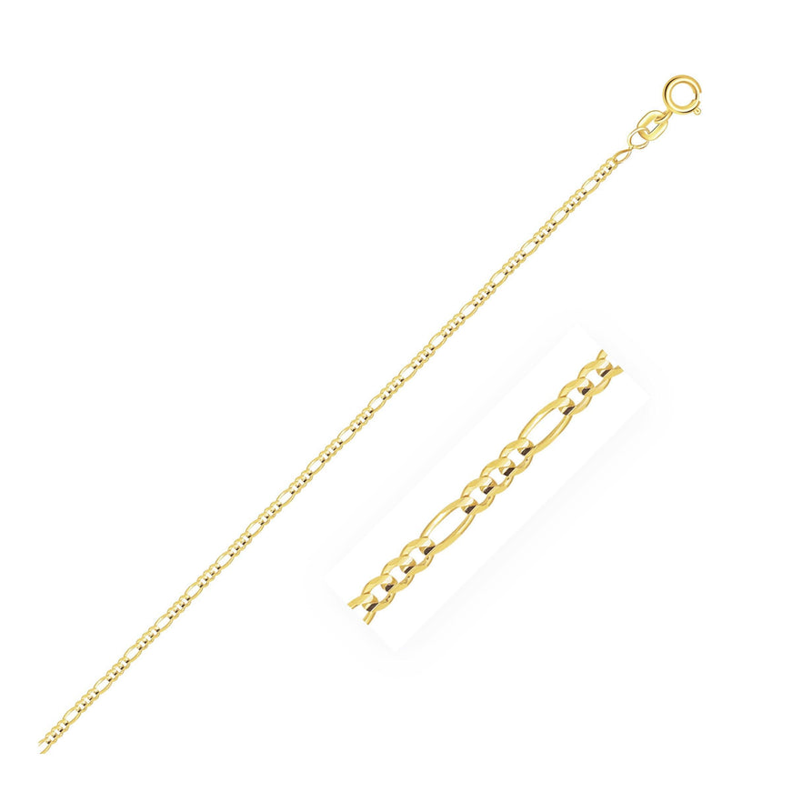 14k Yellow Gold Solid Figaro Chain 1.3mm - Ellie Belle