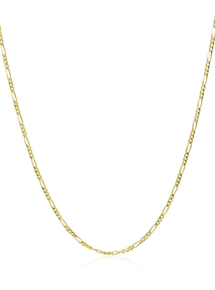 14k Yellow Gold Solid Figaro Chain 1.3mm - Ellie Belle