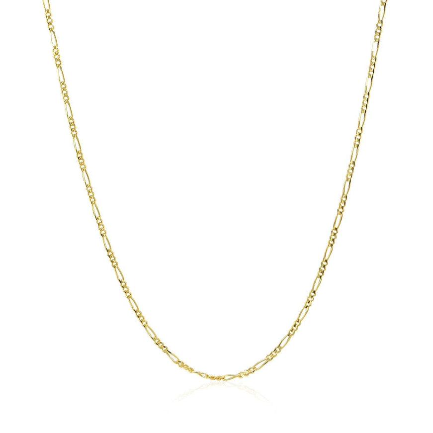 14k Yellow Gold Solid Figaro Chain 1.3mm - Ellie Belle