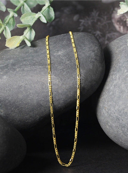 14k Yellow Gold Solid Figaro Chain 1.3mm - Ellie Belle