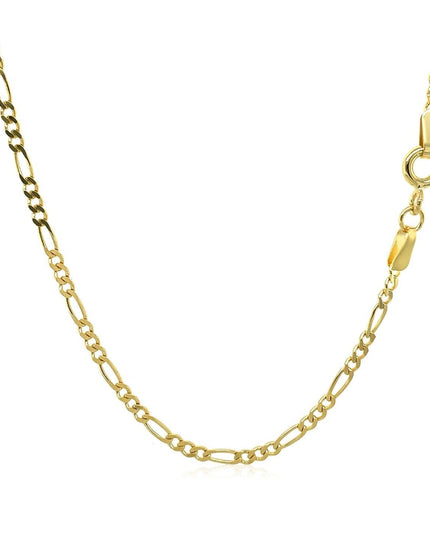 14k Yellow Gold Solid Figaro Chain 1.9mm - Ellie Belle