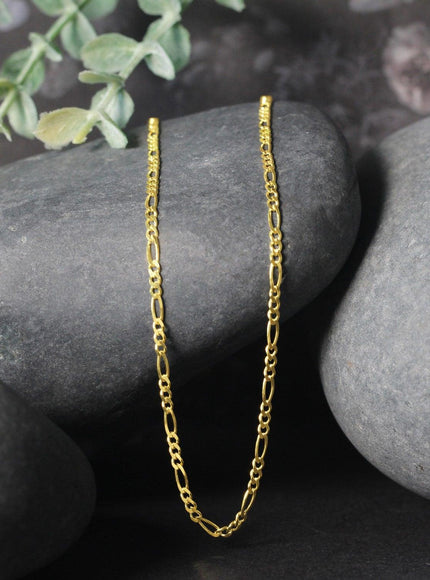 14k Yellow Gold Solid Figaro Chain 1.9mm - Ellie Belle