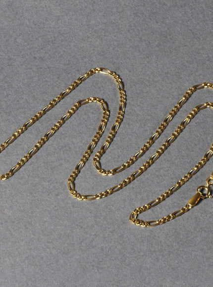 14k Yellow Gold Solid Figaro Chain 1.9mm - Ellie Belle