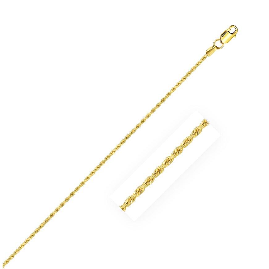 14k Yellow Gold Solid Rope Chain 1.25mm - Ellie Belle