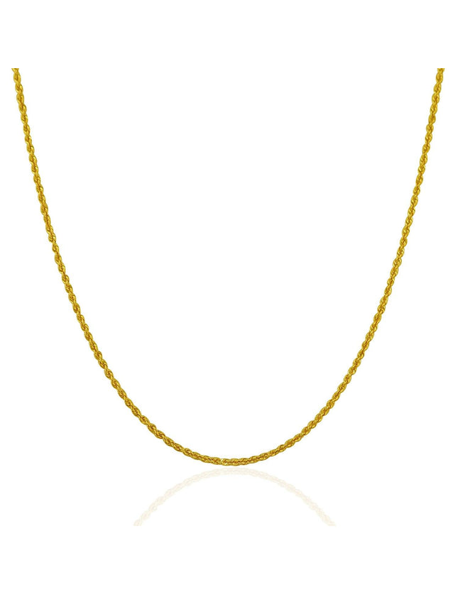 14k Yellow Gold Solid Rope Chain 1.25mm - Ellie Belle