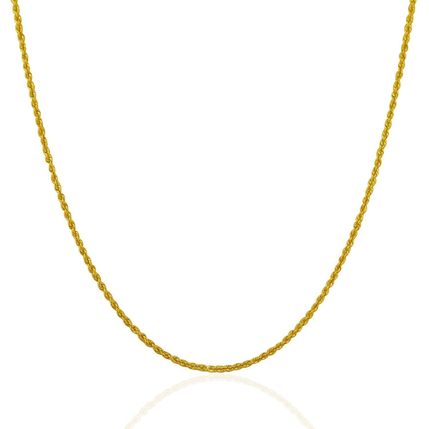 14k Yellow Gold Solid Rope Chain 1.25mm - Ellie Belle