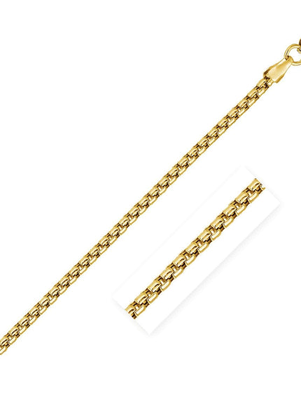 14k Yellow Gold Solid Round Box Chain 2.5 mm - Ellie Belle