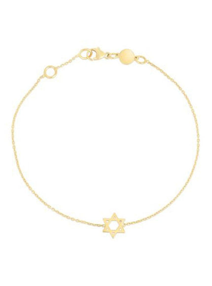 14k Yellow Gold Star of David Bracelet - Ellie Belle