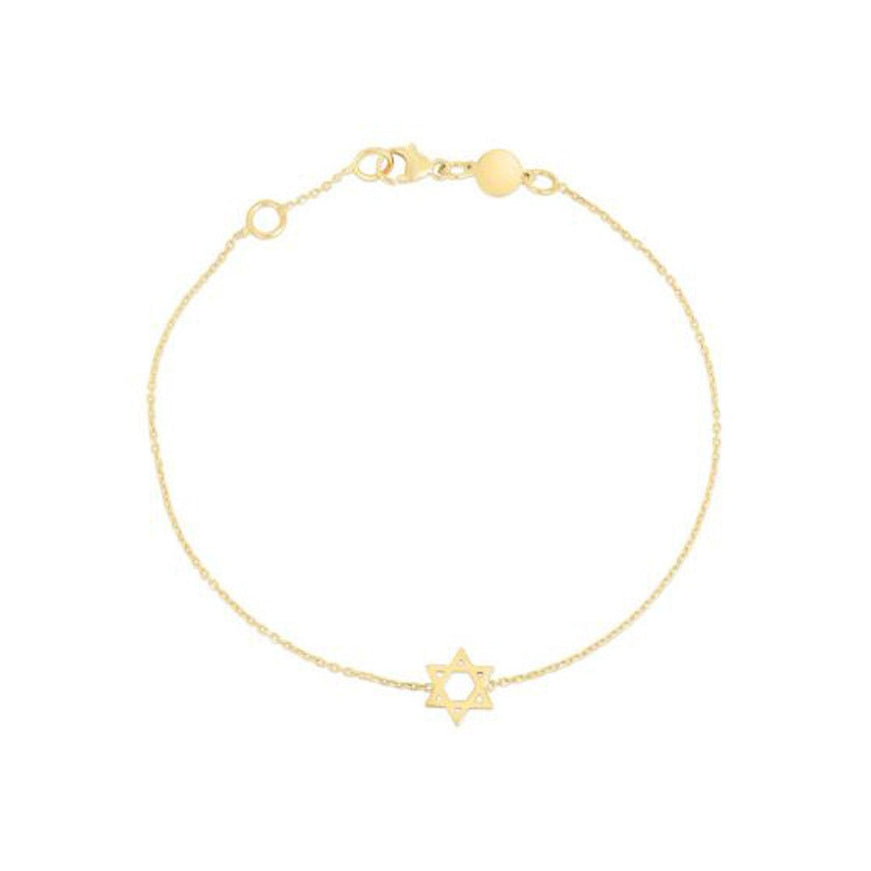 14k Yellow Gold Star of David Bracelet - Ellie Belle