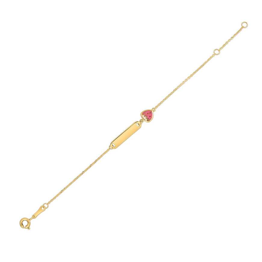 14k Yellow Gold Strawberry Childrens Bracelet - Ellie Belle