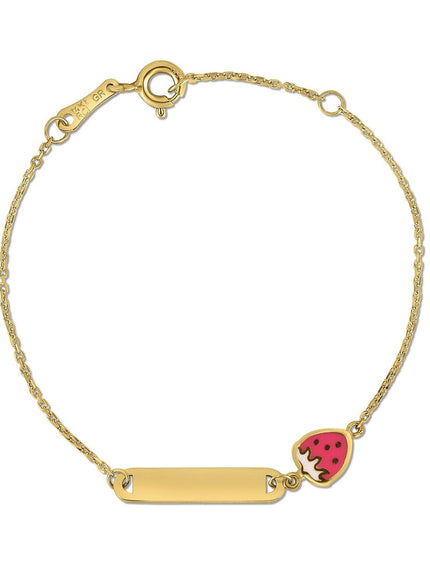 14k Yellow Gold Strawberry Childrens Bracelet - Ellie Belle