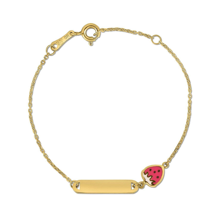 14k Yellow Gold Strawberry Childrens Bracelet - Ellie Belle