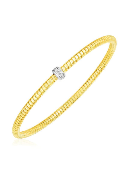 14k Yellow Gold Stretch Bangle with Diamonds - Ellie Belle