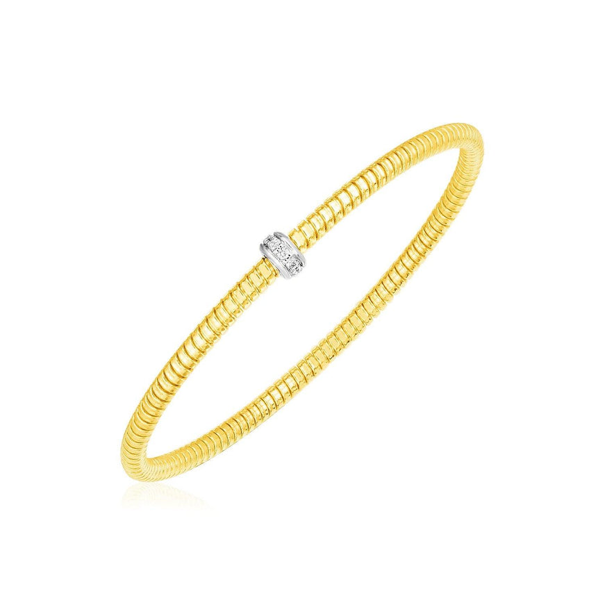 14k Yellow Gold Stretch Bangle with Diamonds - Ellie Belle