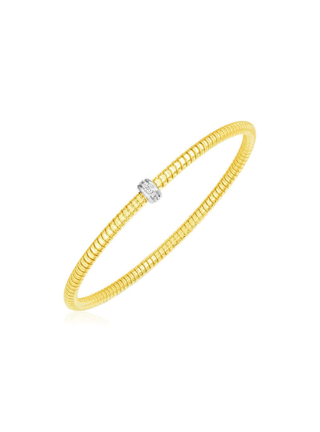 14k Yellow Gold Stretch Bangle with Diamonds - Ellie Belle