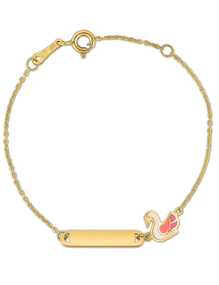 14k Yellow Gold Swan Childrens Bracelet - Ellie Belle