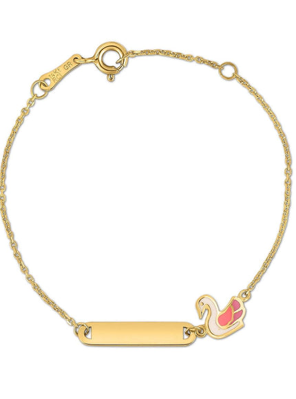 14k Yellow Gold Swan Childrens Bracelet - Ellie Belle