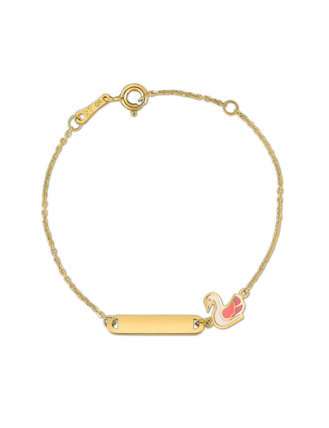 14k Yellow Gold Swan Childrens Bracelet - Ellie Belle