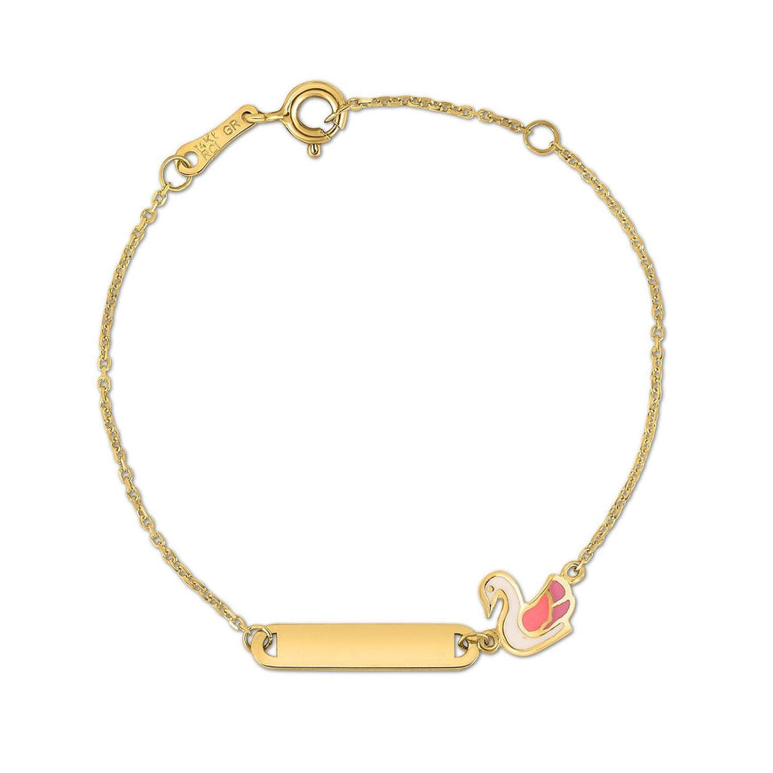 14k Yellow Gold Swan Childrens Bracelet - Ellie Belle