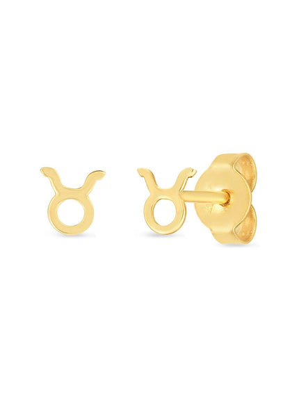 14K Yellow Gold Taurus Stud Earrings - Ellie Belle