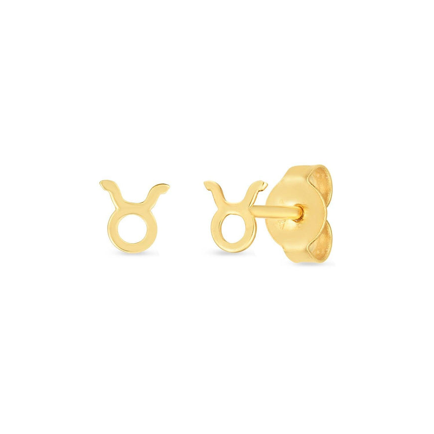 14K Yellow Gold Taurus Stud Earrings - Ellie Belle