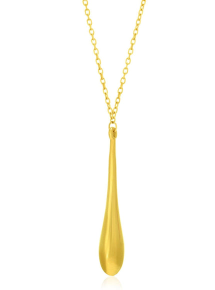 14k Yellow Gold Teardrop Shape Long Pendant - Ellie Belle