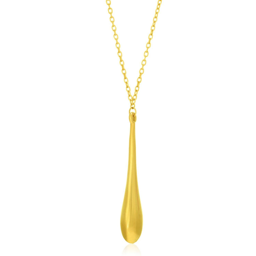 14k Yellow Gold Teardrop Shape Long Pendant - Ellie Belle