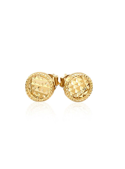 14k Yellow Gold Textured Circle Post Earrings - Ellie Belle