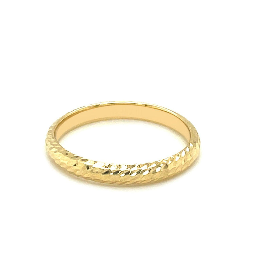 14k Yellow Gold Textured Comfort Fit Wedding Band - Ellie Belle