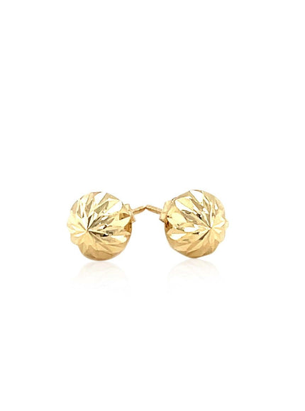 14k Yellow Gold Textured Flat Style Stud Earrings - Ellie Belle