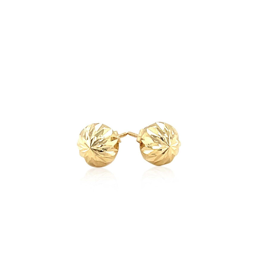 14k Yellow Gold Textured Flat Style Stud Earrings - Ellie Belle